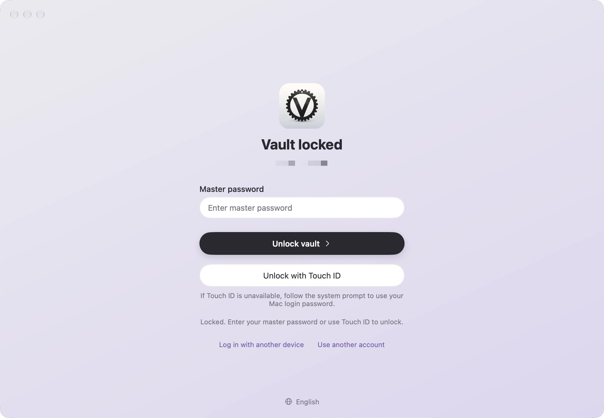Lock screen with master password and Touch ID